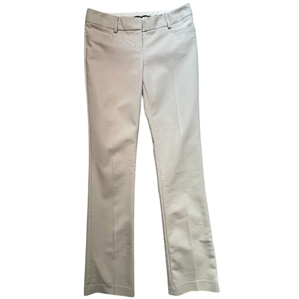 Express Women's Flare Leg Dress Pants Flat Front Size 0R Light Beige Solid Pocke